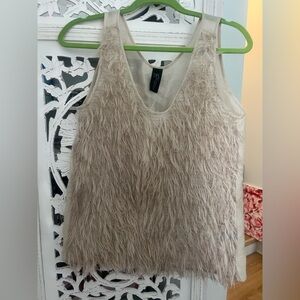 Chic Beige Faux Fur Women's Top